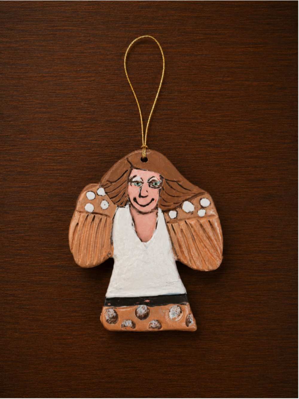 Unbranded Ceramic Angel Ornament One Size Brown White